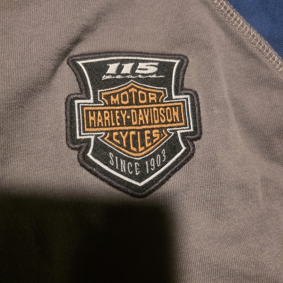 Harley-Davidson Gray Blue Long Sleeve Henley Shirt Size XLarge - Picture 5 of 5